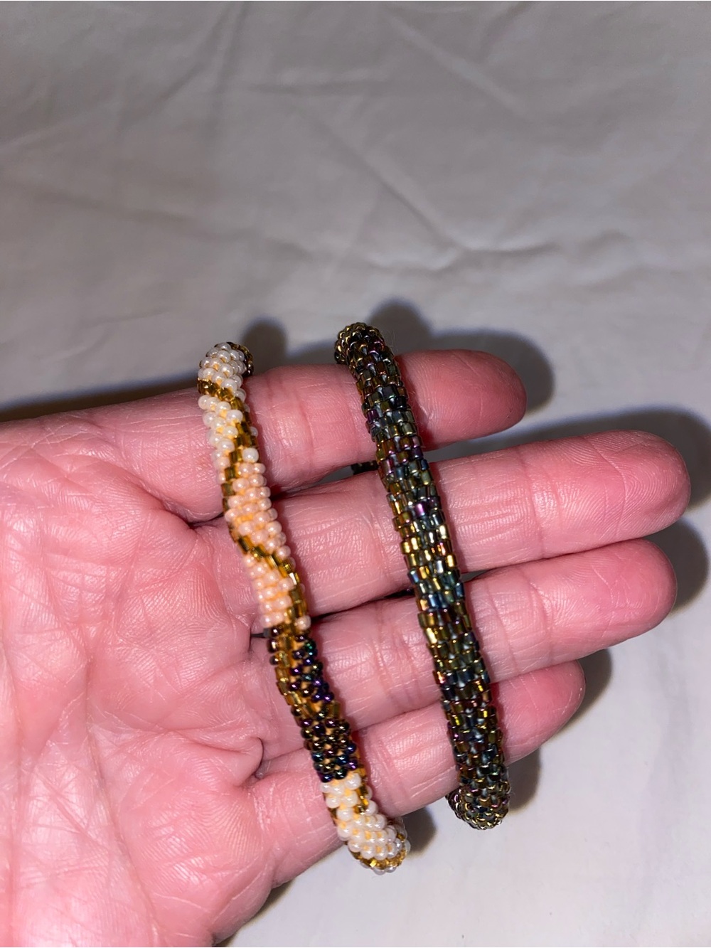 Women’s Multicolor Beaded and Gold-Tone Bangle Bracelet Set - Picture 4 of 5